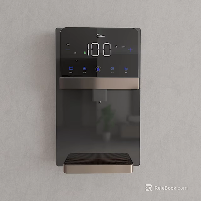 Midea Modern Black Wall Mounted Water Dispenser With Digital Display And Control Buttons 3d model 