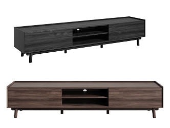 Modern Walnut TV Cabinet 3d model