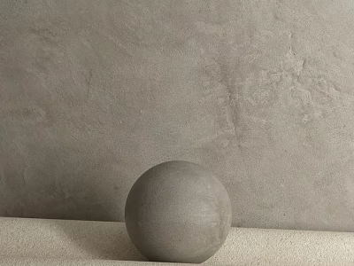 Gray Textured Sphere Component Placed On Light Colored Surface Against Textured Gray Wall 3d model