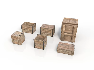 Wooden Storage Boxes For Household Use In Various Sizes And Shapes 3d model