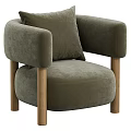 Cozy Beige Leisure Chair with Plush Fabric Cushion and Solid Wooden Legs