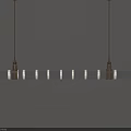 Modern Linear Pendant Light Design With Copper Frame And White Illumination Strips 3d model