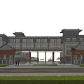 Chinese Style School Building With Traditional Eaves Multi Story Structure And Main Entrance Plaza