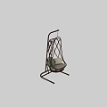 Woven Rattan Hanging Leisure Chair With Metal Stand And Soft Cushions