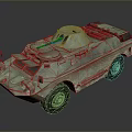 Armored Military Vehicle With Green Camouflage Tactical Design And Wheels