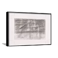 Framed Black And White Abstract Painting With Intersecting Lines And Textures 3d model