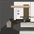 Quiet basement sofa tea table combination tea table and chair combination 3d model