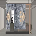 Modern Decorative Room Divider With Geometric Gray Black Gold Pattern And Ceramic Tile Design