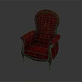 Elegant Red Upholstered Vintage Tufted Chair With Wooden Frame And Armrests