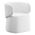 Modern Beige Accent Chair With Curved Armrests And Upholstered Fabric For Contemporary Living Space