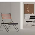 Modern Leisure Chairs With Metal Frames Pink And Black Leather Seats In Art Decor Interior