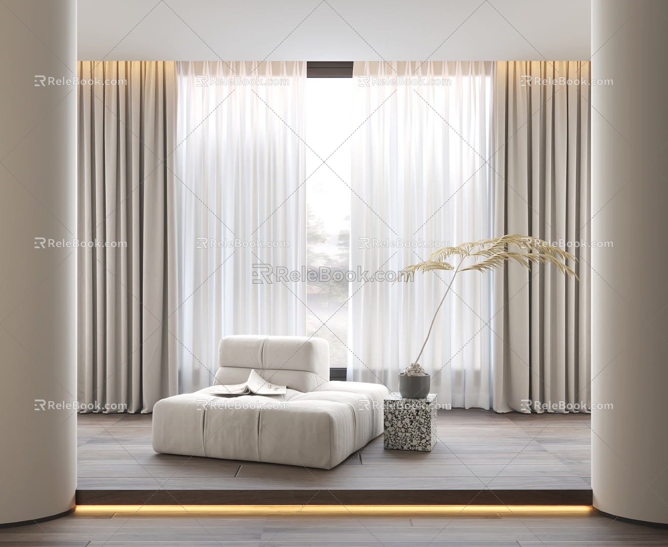 Modern curtains Leisure area curtains 3d model