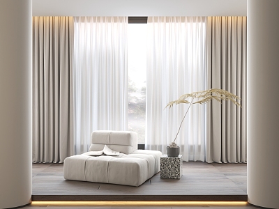 Modern curtains Leisure area curtains 3d model