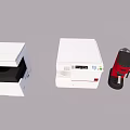 White Electronic Devices With Display Panel And Red Black Components 3d model