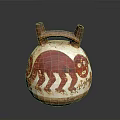 Handcrafted Ceramic Sculpture Jar With Red Monkey Design And Double Handles