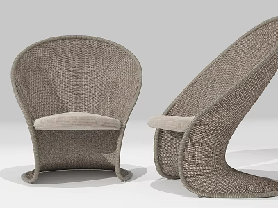 Modern Woven Leisure Chairs With Elegant Curved Design And Comfortable Cushioned Seats 3d model