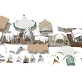 Stylish Garden Landscape Tent Designs With Different Shapes And Canopy Structures 3d model