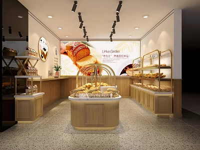 Cozy Dessert Shop Interior With Glass Display Cases And Freshly Baked Pastries 3d model