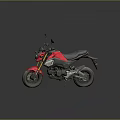 Red and Black Modern Motorcycle Featuring Sleek Seat Alloy Wheels and Urban Styling