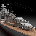 Realistic Detailed Battleship Model Featuring Wooden Deck Main Cannons And Superstructure