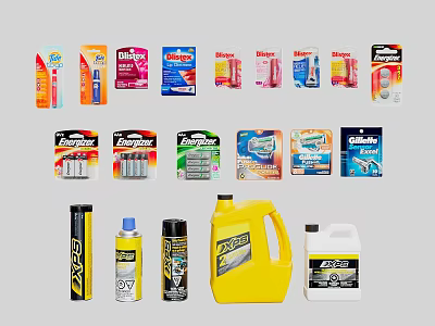 Essential Household Supplies Including Cleaning Products Batteries Laundry Detergent Various Packaging Types For Daily Use 3d model