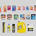 Essential Household Supplies Including Cleaning Products Batteries Laundry Detergent Various Packaging Types For Daily Use