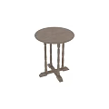 Rustic Wooden Side Table With Round Top Turned Legs And Cross Base Design