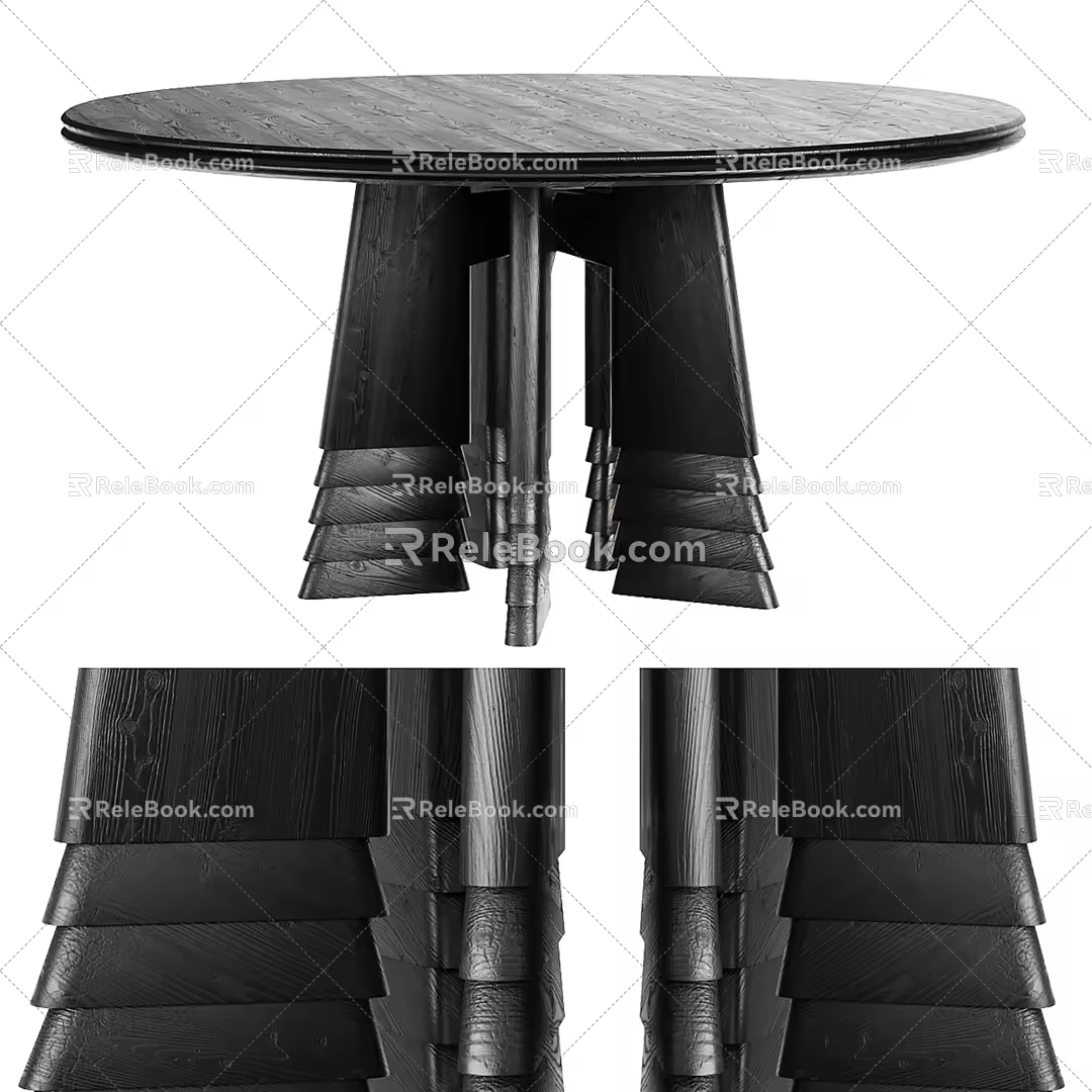 Middle-style round dining table 3d model