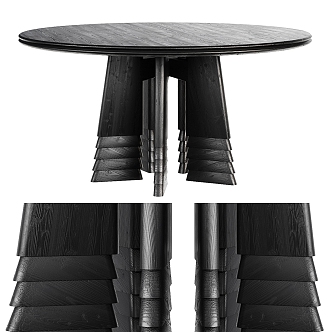 Middle-style round dining table 3d model