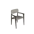 Modern Dining Chair With Linen Upholstered Seat Armrests And Wooden Frame Design