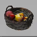 Handwoven Wicker Basket Filled With Fresh Red And Yellow Fruits For Daily Home Use