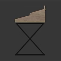 Modern Dressing Table With Wooden Top Two Drawers And X Shaped Black Metal Legs