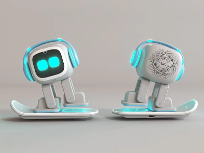 Robot Shaped Headphone Speaker with Modern Design and Blue Lighting 3d model