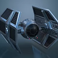 Detailed TIE Fighter 3D Model With Metallic Structure And Spherical Cockpit