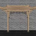 Traditional Chinese Wooden Architectural Component With Carved Patterns And Curved Eaves