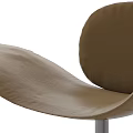 Modern Brown Leather Leisure Chair With Curved Armrests And Metal Round Base