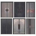 Elegant Artistic Double Doors With Ornate Patterns Metal Handles And Textured Finishes