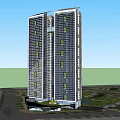 Modern High Rise Residential Towers With Surrounding Park Green Area And Pond