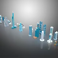 Modern Architectural Miniature Models With Diverse Skyscraper Designs And Colors 3d model