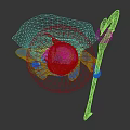 3D Mage Character With Red Outfit Black Hat And Staff Display Three Angles View