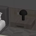 Modern Wooden Nightstand With Drawer And Black Table Lamp Beside Bed