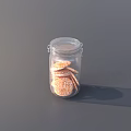 Clear Glass Jar With Metal Clasp Holding Delicious Cookies On Gray Background