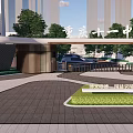 Chongqing No.11 Middle School Modern Entrance Gate With Trees Lawn And Paved Ground