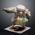 Armored Mythical Creature With Glowing Eyes Green Container Backpack And Yellow Liquid Base