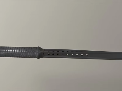 Black Tactical Knife With Hole Patterned Blade And Anti Slip Handle 3d model