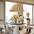 Elegant Decorative Accessories Set With Vase Flowers Lamp And Sculpture On Round Table