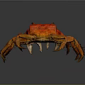 Red Crab With Vibrant Orange Color And Large Claws On Smooth Surface 3d model