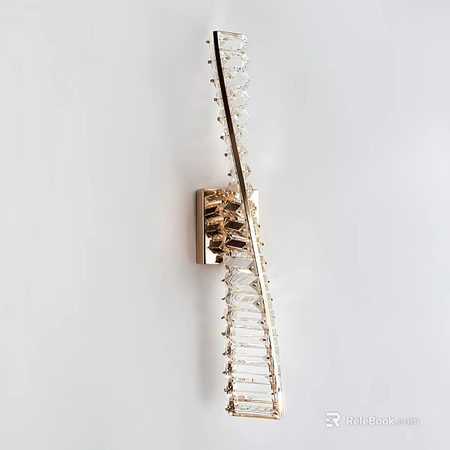 Elegant Modern Golden Wall Sconce With Crystal Decor For Home Interior 3d model 