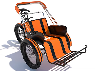 Orange And Black Striped Three Wheel Carriage Structure 3d model