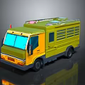 Yellow Toy Truck Model With Green Top Red Warning Light And Grille
